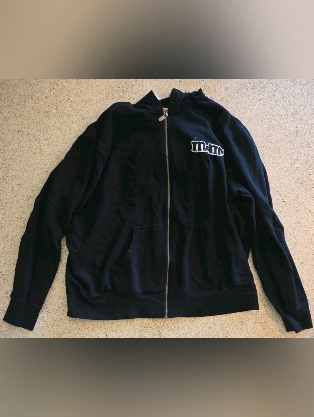 M&M'S Authentic Unisex Black Full-Zip Hoodie Jacket Vintage Style Size 2XL